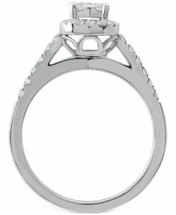 Macy's Diamond Raised Halo Cluster Engagement Ring (1/2 Ct. T.w.) In 14k White Gold -rings shop 20333694 fpx