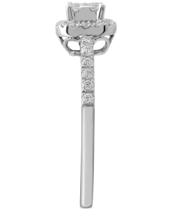 Macy's Diamond Raised Halo Cluster Engagement Ring (1/2 Ct. T.w.) In 14k White Gold -rings shop 20333695 fpx