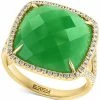 EFFY Collection ® Dyed Green Jade & Diamond (1/3 Ct. T.w.) Halo Statement Ring In 14k Gold