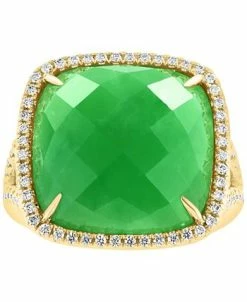 EFFY Collection ® Dyed Green Jade & Diamond (1/3 Ct. T.w.) Halo Statement Ring In 14k Gold -rings shop 20337208 fpx