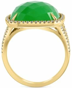 EFFY Collection ® Dyed Green Jade & Diamond (1/3 Ct. T.w.) Halo Statement Ring In 14k Gold -rings shop 20337209 fpx