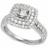Macy's Diamond Princess Multi-Halo Engagement Ring (1 Ct. T.w.) In 14k White Gold