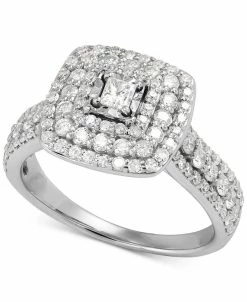Macy's Diamond Princess Multi-Halo Engagement Ring (1 Ct. T.w.) In 14k White Gold