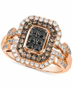 Le Vian Multicolor Diamond Rectangular Halo Cluster Ring (1 Ct. T.w.) In 14k Rose Gold