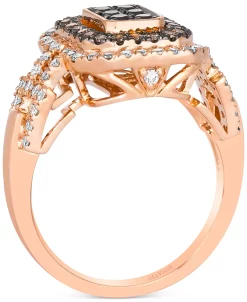 Le Vian Multicolor Diamond Rectangular Halo Cluster Ring (1 Ct. T.w.) In 14k Rose Gold -rings shop 20348976 fpx