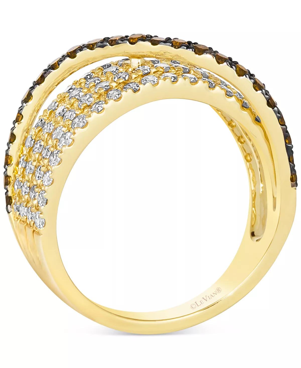 Le Vian Nude Diamond™ (1-1/5 Ct. T.w.) & Chocolate Diamond® (3/8 Ct. T.w.) Multirow Crossover Ring In 14k Gold 5 Le Vian Nude Diamond™ (1-1/5 Ct. T.w.) & Chocolate Diamond® (3/8 Ct. T.w.) Multirow Crossover Ring In 14k Gold - Image 5