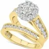 Macy's Diamond Halo Channel-Set Bridal Set (2 Ct. T.w.) In 14k Two-Tone Gold