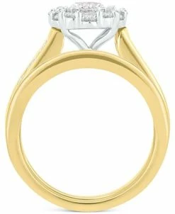 Macy's Diamond Halo Channel-Set Bridal Set (2 Ct. T.w.) In 14k Two-Tone Gold -rings shop 20353411 fpx