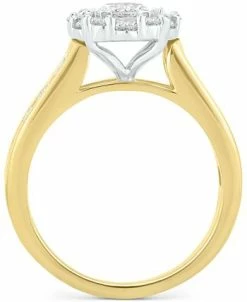 Macy's Diamond Halo Channel-Set Bridal Set (2 Ct. T.w.) In 14k Two-Tone Gold -rings shop 20353415 fpx