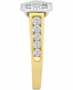 Macy's Diamond Halo Channel-Set Bridal Set (2 Ct. T.w.) In 14k Two-Tone Gold -rings shop 20353416 fpx