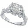 Macy's Diamond Halo Cluster Engagement Ring (3/4 Ct. T.w.) In 14k White Gold