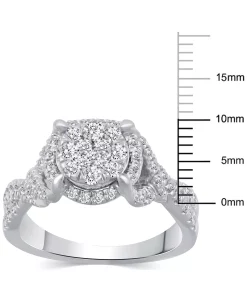 Macy's Diamond Halo Cluster Engagement Ring (3/4 Ct. T.w.) In 14k White Gold -rings shop 20385833 fpx