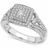 Macy's Diamond Princess Square Halo Engagement Ring (1 Ct. T.w.) In 14k White Gold
