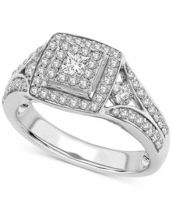 Macy's Diamond Princess Square Halo Engagement Ring (1 Ct. T.w.) In 14k White Gold