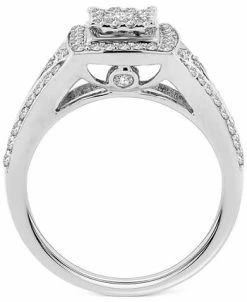 Macy's Diamond Princess Square Halo Engagement Ring (1 Ct. T.w.) In 14k White Gold -rings shop 20436422 fpx