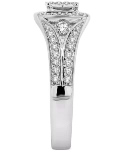 Macy's Diamond Princess Square Halo Engagement Ring (1 Ct. T.w.) In 14k White Gold -rings shop 20436423 fpx