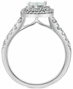 Macy's Diamond Princess Cluster Halo Engagement Ring (1 Ct. T.w.) In 14k White Gold -rings shop 20436427 fpx