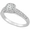 Macy's Diamond Halo Engagement Ring (1/2 Ct. T.w.) In 14k White Gold