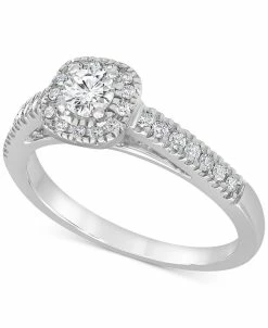 Macy's Diamond Halo Engagement Ring (1/2 Ct. T.w.) In 14k White Gold
