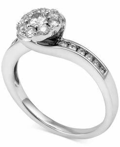 Macy's Diamond Halo Swirl Ring (5/8 Ct. T.w.) In 14k White Gold