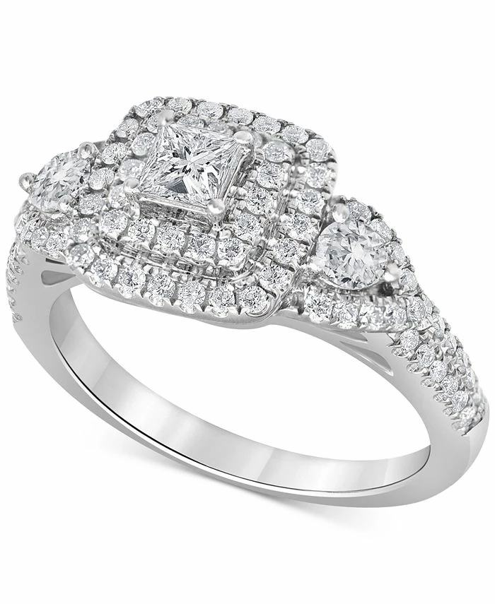 Macy's Diamond Princess & Round Multi-Halo Engagement Ring (1 Ct. T.w.) In 14k White Gold 1 Macy's Diamond Princess & Round Multi-Halo Engagement Ring (1 Ct. T.w.) In 14k White Gold