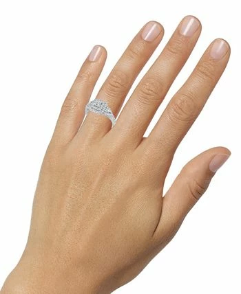 Macy's Diamond Princess & Round Multi-Halo Engagement Ring (1 Ct. T.w.) In 14k White Gold 2 Macy's Diamond Princess & Round Multi-Halo Engagement Ring (1 Ct. T.w.) In 14k White Gold - Image 2