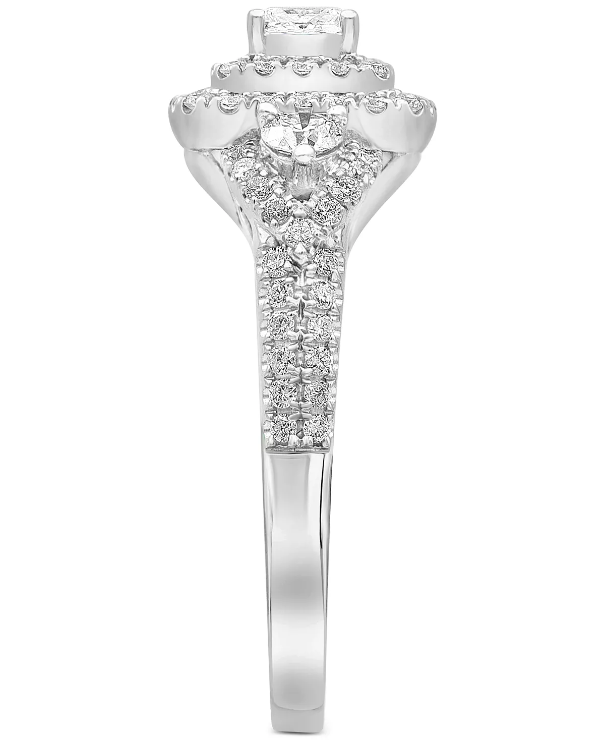 Macy's Diamond Princess & Round Multi-Halo Engagement Ring (1 Ct. T.w.) In 14k White Gold 4 Macy's Diamond Princess & Round Multi-Halo Engagement Ring (1 Ct. T.w.) In 14k White Gold - Image 4