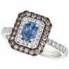 Le Vian Blueberry Sapphire (3/8 Ct. T.w.) & Diamond (5/8 Ct. T.w.) Halo Ring In 14k White Gold