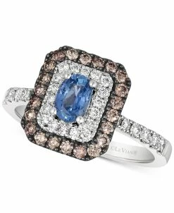 Le Vian Blueberry Sapphire (3/8 Ct. T.w.) & Diamond (5/8 Ct. T.w.) Halo Ring In 14k White Gold