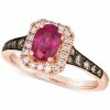 Le Vian Passion Ruby (3/4 Ct. T.w.) & Diamond (1/2 Ct. T.w.) Halo Ring In 14k Rose Gold