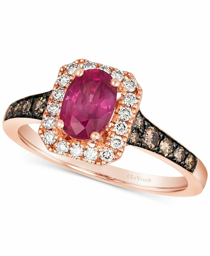 Le Vian Passion Ruby (3/4 Ct. T.w.) & Diamond (1/2 Ct. T.w.) Halo Ring In 14k Rose Gold 1 Le Vian Passion Ruby (3/4 Ct. T.w.) & Diamond (1/2 Ct. T.w.) Halo Ring In 14k Rose Gold
