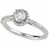 Macy's Diamond Halo Engagement Ring (3/4 Ct. T.w.) In 14k White Gold