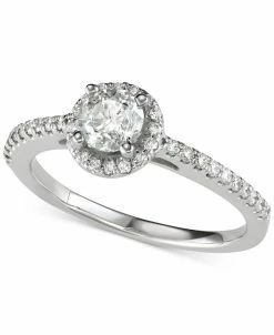 Macy's Diamond Halo Engagement Ring (3/4 Ct. T.w.) In 14k White Gold