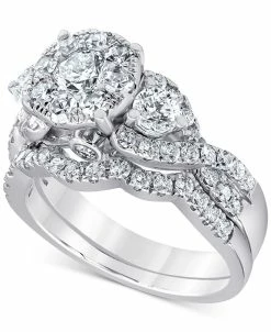 Macy's Diamond Halo Bridal Set (2 Ct. T.w.) In 14k White Gold