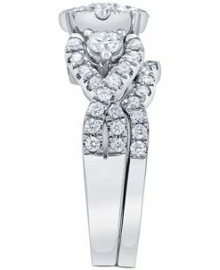 Macy's Diamond Halo Bridal Set (2 Ct. T.w.) In 14k White Gold -rings shop 20592392 fpx