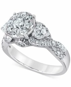 Macy's Diamond Halo Bridal Set (2 Ct. T.w.) In 14k White Gold -rings shop 20592393 fpx