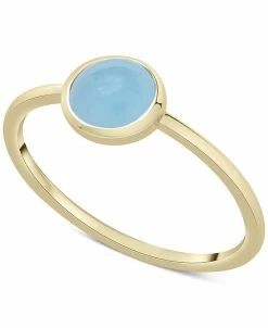 Macy's Blue Chalcedony Bezel Ring In 14k Gold-Plated Sterling Silver