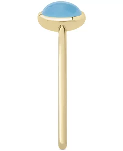 Macy's Blue Chalcedony Bezel Ring In 14k Gold-Plated Sterling Silver -rings shop 20634171 fpx
