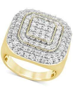 Macy's En's Diamond Square Halo Cluster Ring (3 Ct. T.w.) In 10k Gold