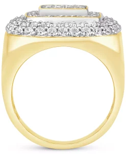 Macy's En's Diamond Square Halo Cluster Ring (3 Ct. T.w.) In 10k Gold -rings shop 20702644 fpx