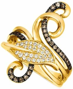 Le Vian Chocolate Diamond (1/4 Ct. T.w.) & Nude Diamond (1/4 Ct. T.w.) Open Swirl Statement Ring In 14k Yellow Gold -rings shop 20742527 fpx