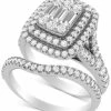 Macy's Diamond Baguette Halo Bridal Set (1 Ct. T.w.) In 14k White Gold