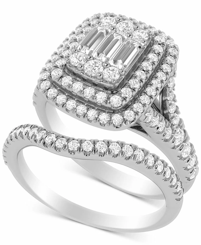 Macy's Diamond Baguette Halo Bridal Set (1 Ct. T.w.) In 14k White Gold 1 Macy's Diamond Baguette Halo Bridal Set (1 Ct. T.w.) In 14k White Gold