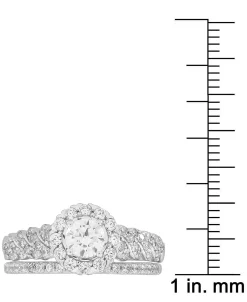 Macy's Diamond Halo Bridal Set (1 Ct. T.w.) In 14k White Gold -rings shop 20788568 fpx