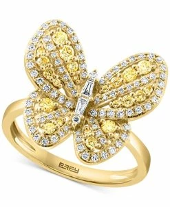 EFFY Collection Ā® Yellow Diamond (1/3 Ct. T.w.) & White Diamond (1/3 Ct. T.w.) Butterfly Ring In 14k Gold