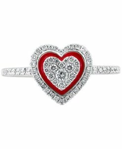 EFFY Collection ® Diamond & Enamel Heart Halo Ring (1/3 Ct. T.w.) In 14k White Gold 8 EFFY Collection ® Diamond & Enamel Heart Halo Ring (1/3 Ct. T.w.) In 14k White Gold -rings shop 20849103 fpx