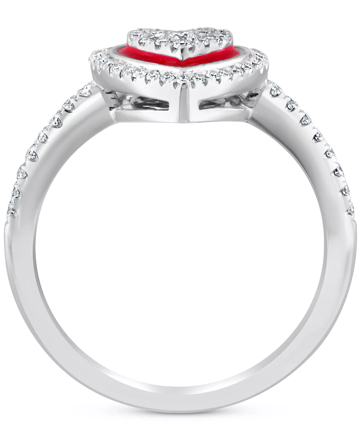 EFFY Collection ® Diamond & Enamel Heart Halo Ring (1/3 Ct. T.w.) In 14k White Gold 5 EFFY Collection ® Diamond & Enamel Heart Halo Ring (1/3 Ct. T.w.) In 14k White Gold - Image 5