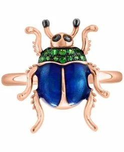 EFFY Collection ® Tsavorite (1/6 Ct. T.w.) & Black Diamond Accent Beetle Ring In Blue Enamel & 14k Rose Gold 8 EFFY Collection ® Tsavorite (1/6 Ct. T.w.) & Black Diamond Accent Beetle Ring In Blue Enamel & 14k Rose Gold -rings shop 21187804 fpx