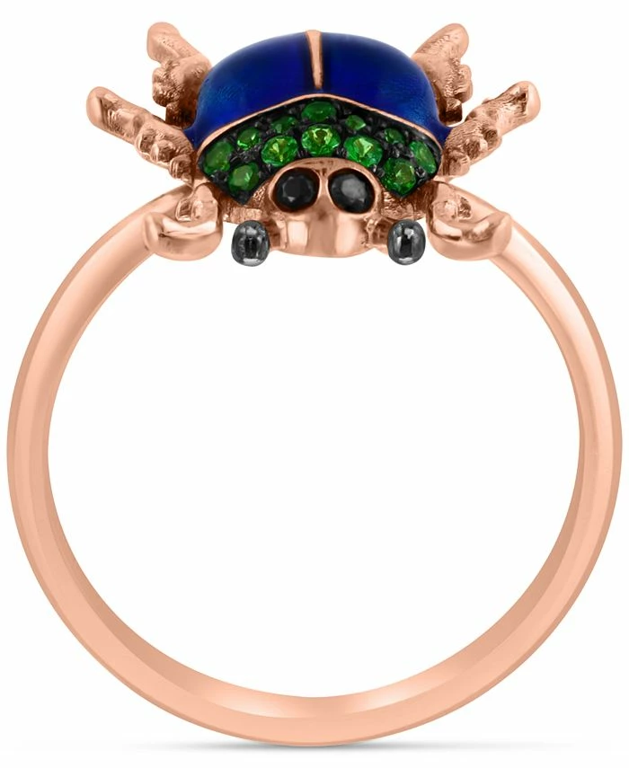 EFFY Collection ® Tsavorite (1/6 Ct. T.w.) & Black Diamond Accent Beetle Ring In Blue Enamel & 14k Rose Gold 4 EFFY Collection ® Tsavorite (1/6 Ct. T.w.) & Black Diamond Accent Beetle Ring In Blue Enamel & 14k Rose Gold - Image 4