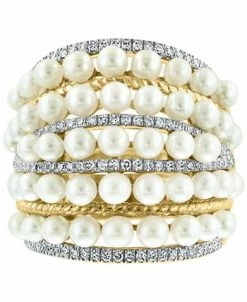 EFFY Collection ® Cultured Freshwater Pearl (4mm) & Diamond (3/8 Ct. T.w.) Multirow Statement Ring In 14k Gold 8 EFFY Collection ® Cultured Freshwater Pearl (4mm) & Diamond (3/8 Ct. T.w.) Multirow Statement Ring In 14k Gold -rings shop 21188918 fpx